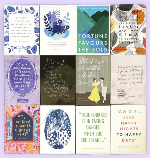 Set of Twelve Classic Book Quote Postcards (12) For Cheap