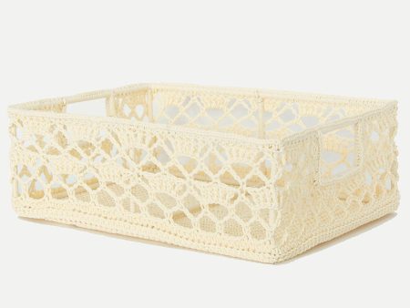 Crochet Wire Basket Wide - Cream Online Sale