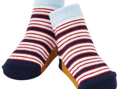 Baby Socks - Navy & Red Stripe Online now