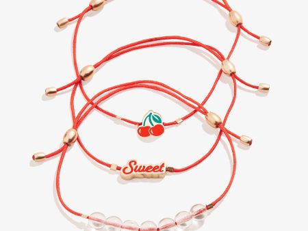 So Sweet Cherry Cord Bracelets, Set of 3 on Sale