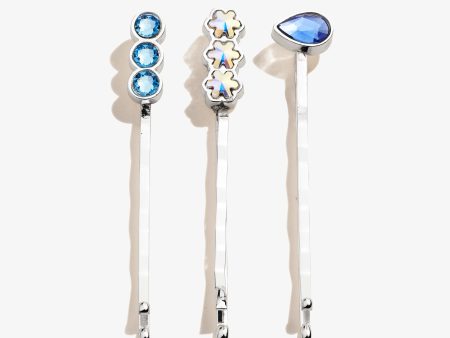 Sapphire + Snowflake Hair Pins, Set of 3 Cheap