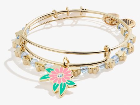 Flower Charm Bangle Bracelets, Set of 2 Online