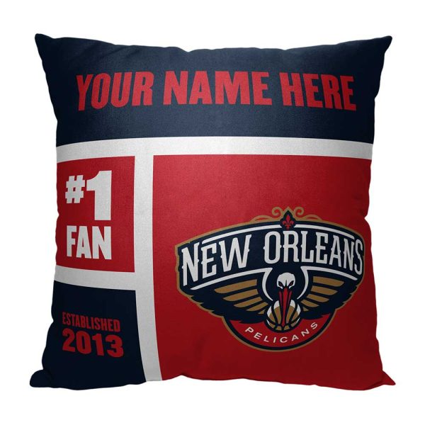 NBA New Orleans Pelicans Colorblock Personalized Throw Pillow 18x18 Inches Online Sale