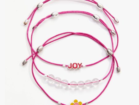 Joy Flower Cord Bracelets, Set of 3 Discount