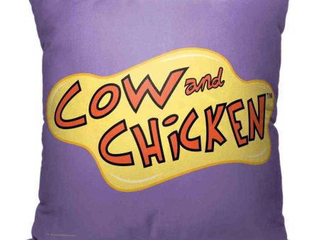 Cartoon Network Cow And Chicken Logo Throw Pillow 18x18 Inches For Sale