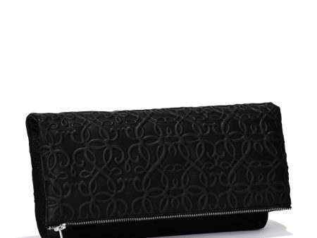 Gabriel Leather Fold Over Clutch, Black For Cheap