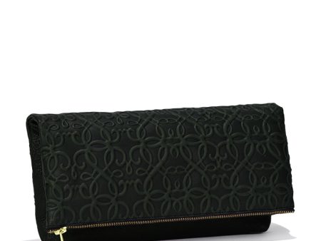 Gabriel Leather Fold Over Clutch, Forest Green on Sale