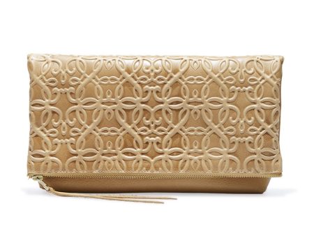 Gabriel Leather Fold Over Clutch, Light Brown Online