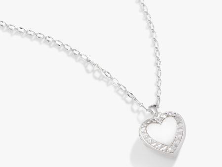 Textured Heart Locket Necklace on Sale