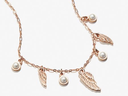 Angel Wing + Pearl Delicate Necklace For Sale