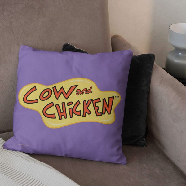 Cartoon Network Cow And Chicken Logo Throw Pillow 18x18 Inches For Sale