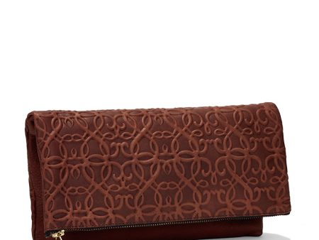 Gabriel Leather Fold Over Clutch, Brown Hot on Sale